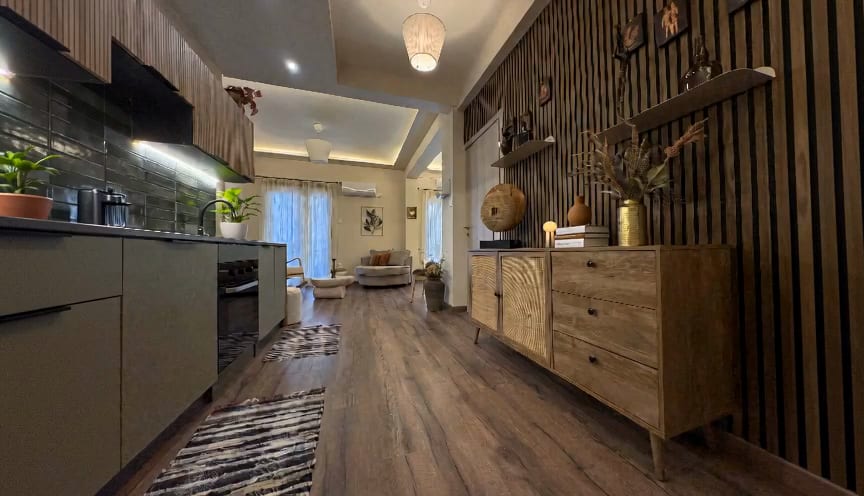 Renovated apartment with open-plan kitchen and living area